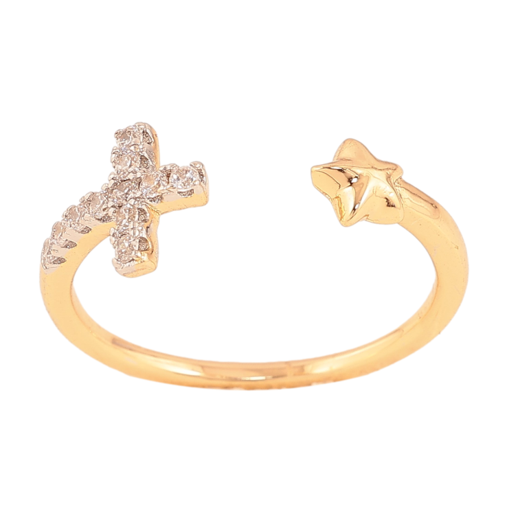 Каблучка Xuping колір Позолота 18K+Родій "Зірка з хрестиком" фото №12 Каблучка Xuping колір Позолота 18K+Родій "Зірка з хрестиком" фото №12