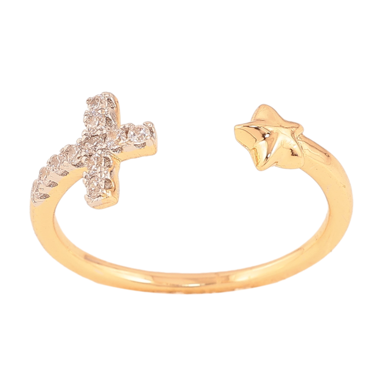 Кольцо Xuping цвет Позолота 18K+Родий "Звезда с крестиком" фото №1 Кольцо Xuping цвет Позолота 18K+Родий "Звезда с крестиком" фото №1