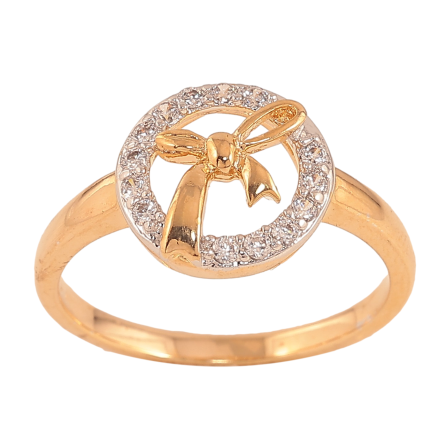 Кольцо Xuping цвет Позолота 18К+Родий "Бант в кристальном колечке" фото №1