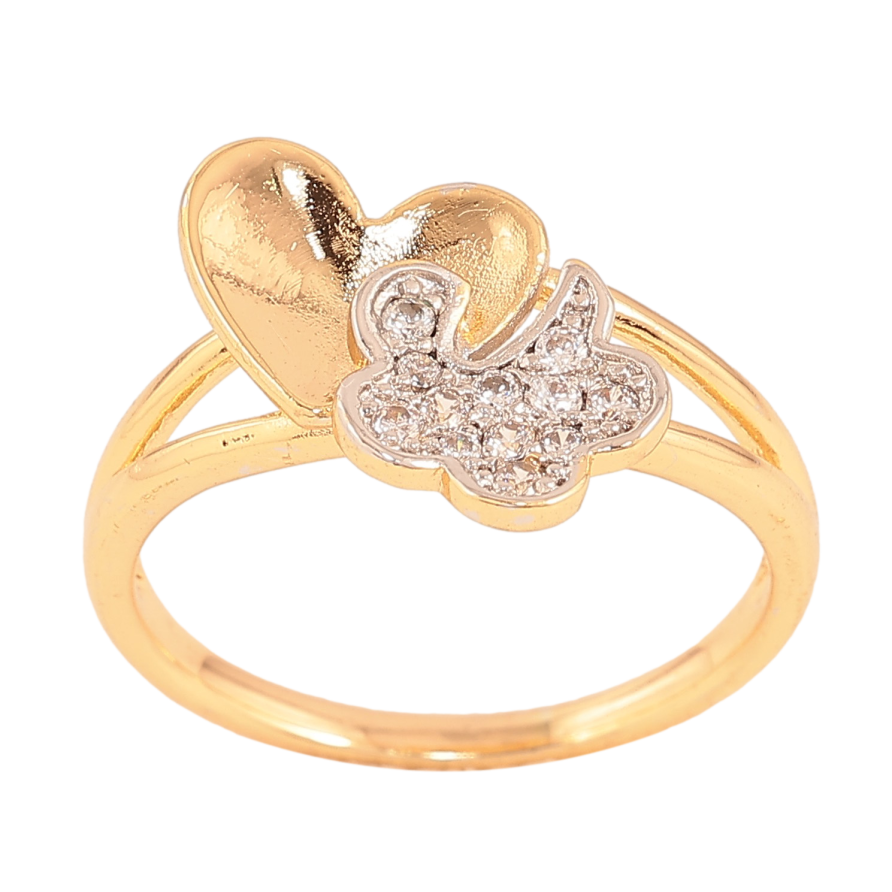 Каблучка Xuping колір Позолота 18К+Родій "Сердечко з квіточкою" фото №1 Каблучка Xuping колір Позолота 18К+Родій "Сердечко з квіточкою" фото №1