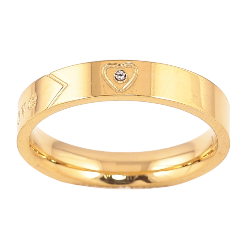 Каблучка Xuping TTM Stainless Steel колір 14К "Візерунок Love", шир. 4мм фото №2