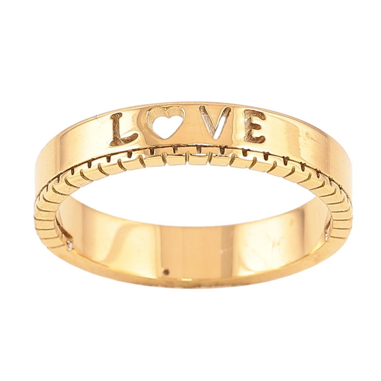 Кольцо Xuping TTM Stainless Steel цвет 14К "Узор Love", шир. 4мм фото №2