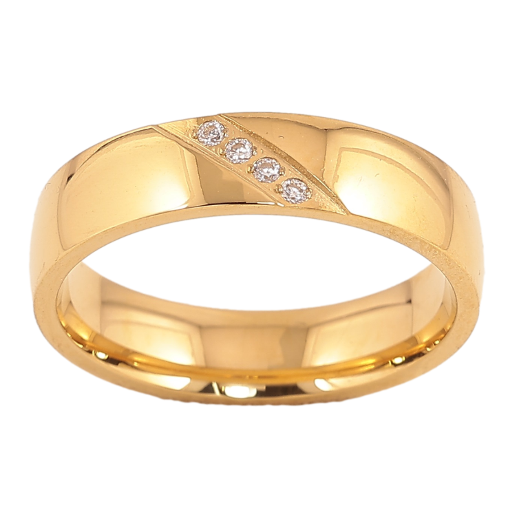 Кольцо Xuping TTM Stainless Steel цвет 14К "Узор с кристаллами" шир. 5мм фото №6