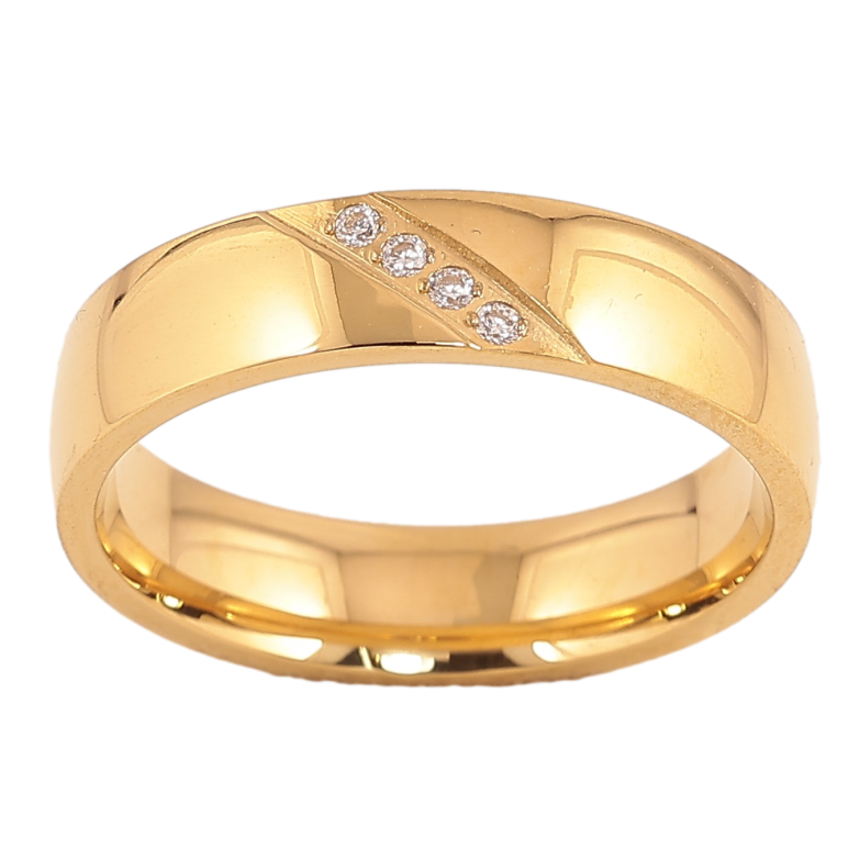 Кольцо Xuping TTM Stainless Steel цвет 14К "Узор с кристаллами" шир. 5мм фото №1