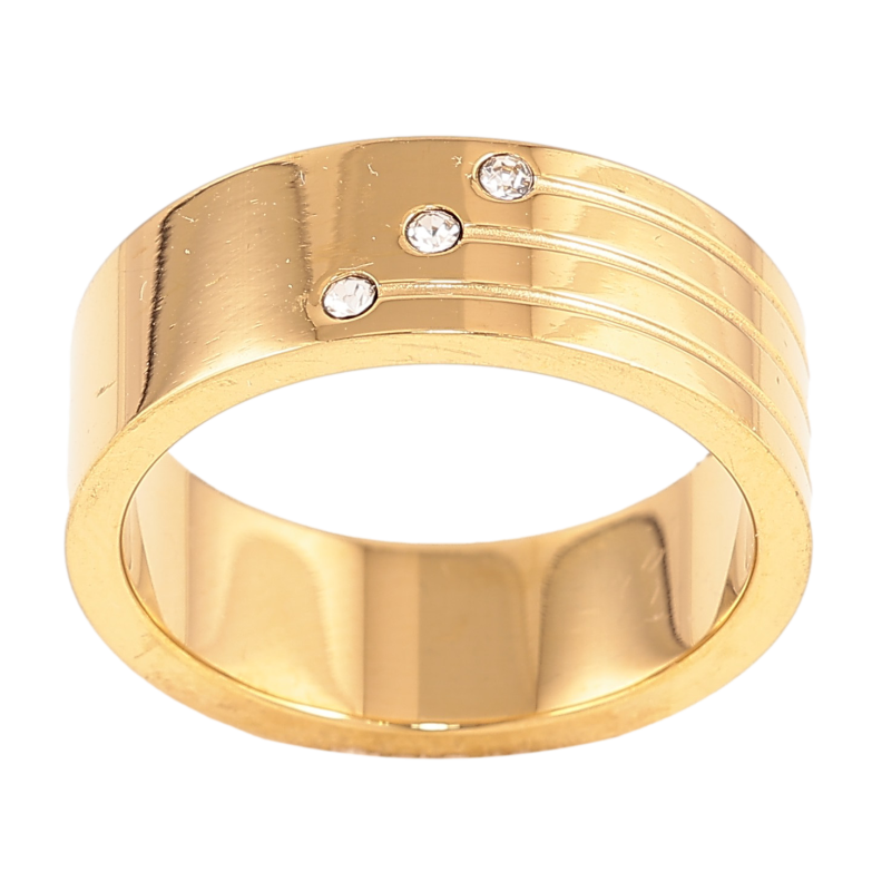 Кольцо Xuping TTM Stainless Steel цвет 14К "Узор с кристаллами" шир. 7мм фото №1 Кольцо Xuping TTM Stainless Steel цвет 14К "Узор с кристаллами" шир. 7мм фото №1
