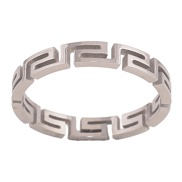 Кольцо Xuping TTM Stainless Steel цвет Родий "Меандровая линия" шир. 3мм фото №3 Кольцо Xuping TTM Stainless Steel цвет Родий "Меандровая линия" шир. 3мм фото №3