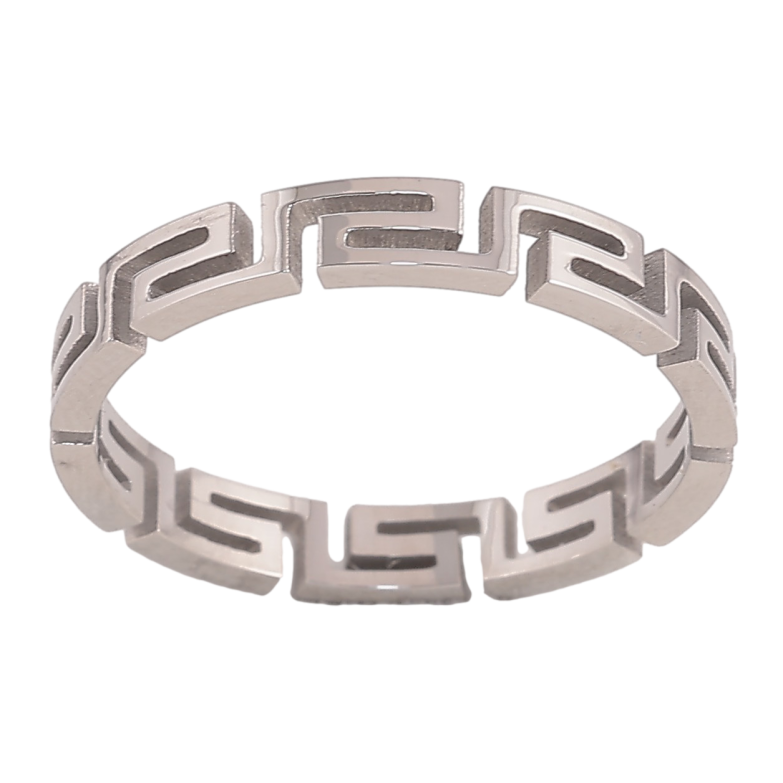 Кольцо Xuping TTM Stainless Steel цвет Родий "Меандровая линия" шир. 3мм фото №1