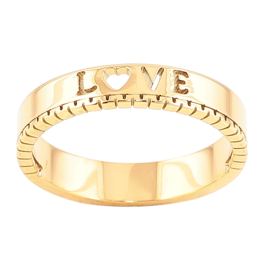 Каблучка Xuping TTM Stainless Steel колір 14К "Love" шир. 4мм фото №1 Каблучка Xuping TTM Stainless Steel колір 14К "Love" шир. 4мм фото №1