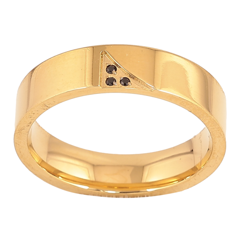 Кольцо Xuping TTM Stainless Steel цвет 14К "Узор с черными кристаллами" шир. 5мм фото №1