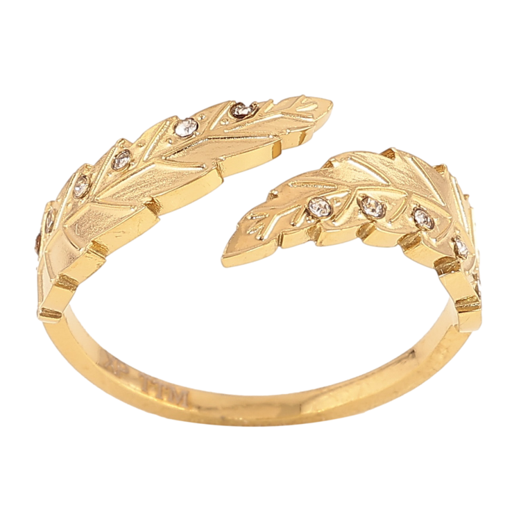 Кольцо Xuping TTM Stainless Steel цвет 14К "Листики с кристаллами" фото №13 Кольцо Xuping TTM Stainless Steel цвет 14К "Листики с кристаллами" фото №13