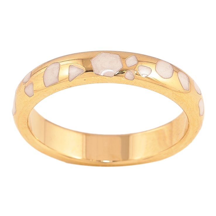 Кольцо Xuping TTM Stainless Steel цвет 14К "Узор с белой перламутровой эмалью" шир. 4мм фото №13