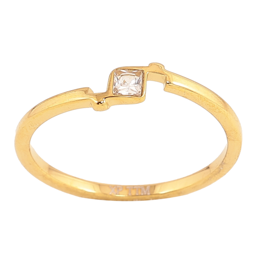 Каблучка Xuping TTM Stainless Steel колір 14К "Візерунок з кристалом" фото №1