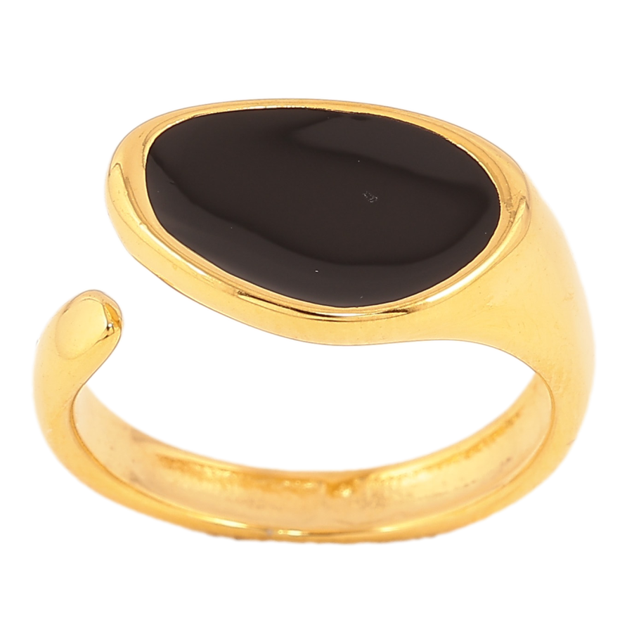 Кольцо Xuping TTM Stainless Steel цвет 14К "Узор черной эмалью" фото №1 Кольцо Xuping TTM Stainless Steel цвет 14К "Узор черной эмалью" фото №1