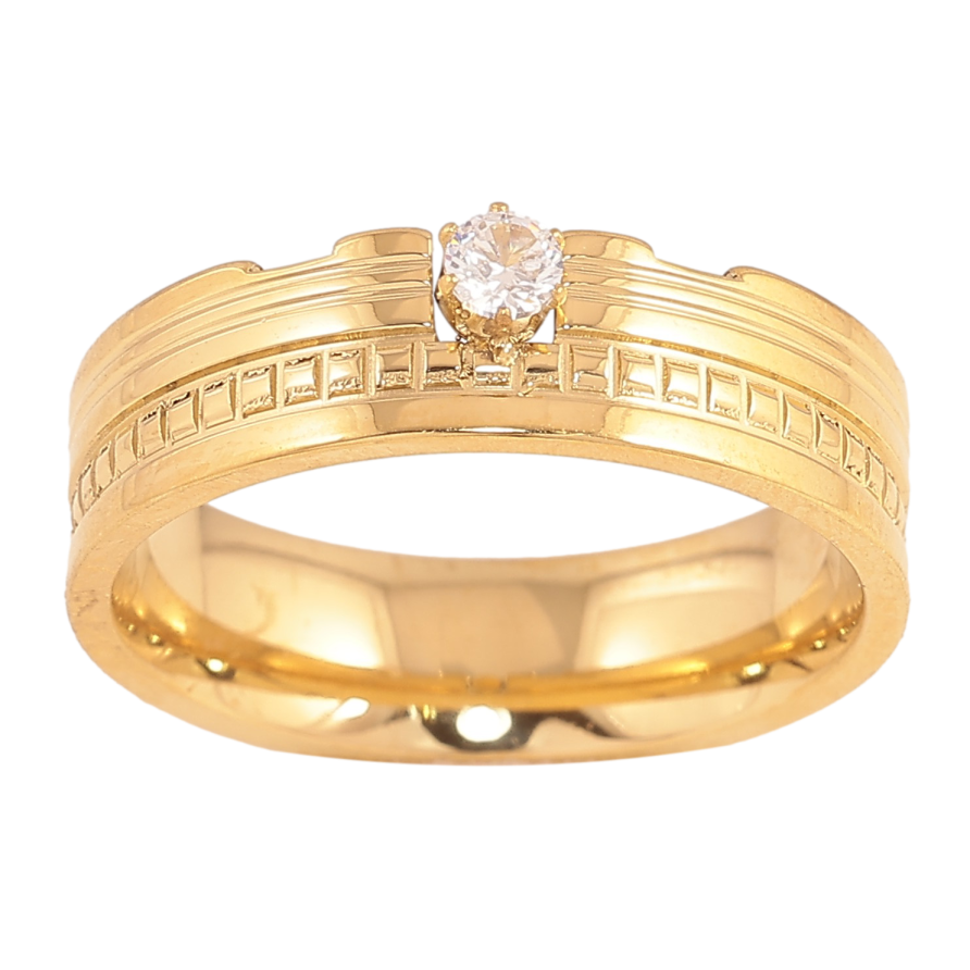 Кольцо Xuping TTM Stainless Steel цвет 14К "Узор с кристаллом"  фото №1