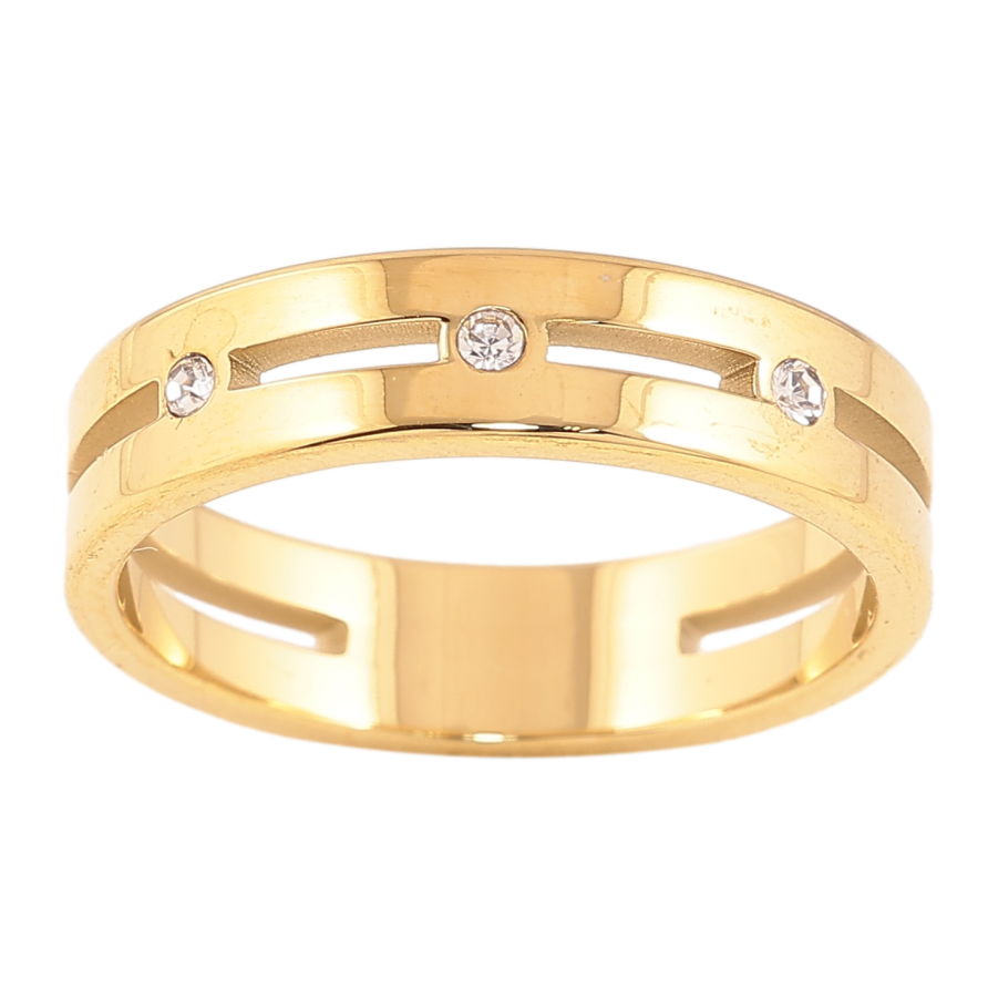 Кольцо Xuping TTM Stainless Steel цвет 14К "Узор с кристаллами" шир. 5мм" фото №1