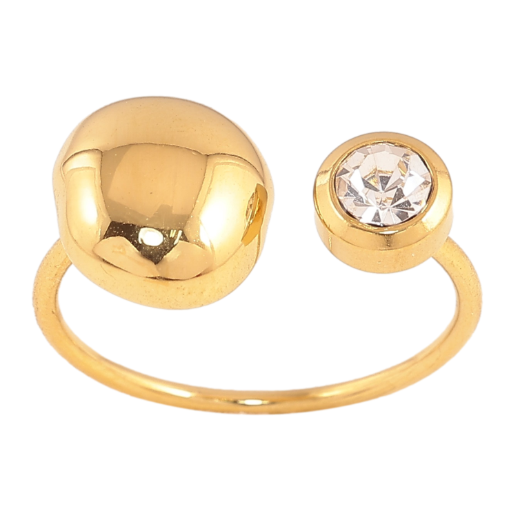 Кольцо Xuping TTM Stainless Steel цвет 14К "Узор с кристаллом" фото №7