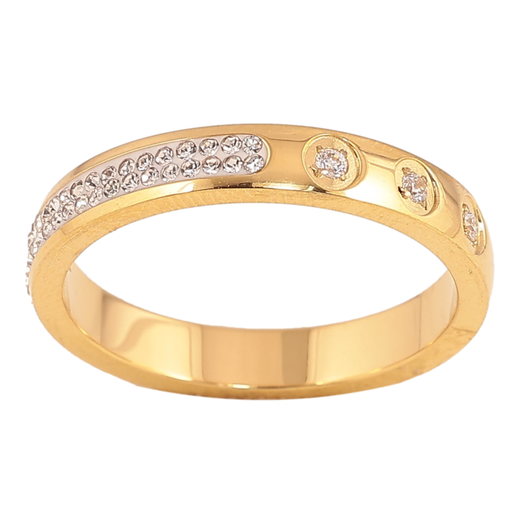 Кольцо Xuping TTM Stainless Steel цвет 14К "Узор с кристаллами", шир. 3мм фото №24 Кольцо Xuping TTM Stainless Steel цвет 14К "Узор с кристаллами", шир. 3мм фото №24