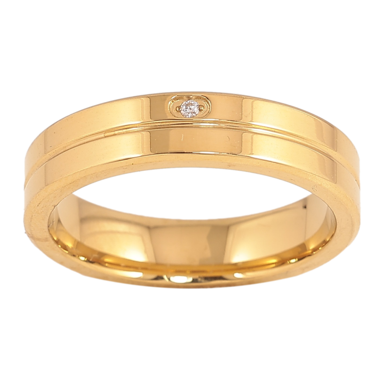 Кольцо Xuping TTM Stainless Steel цвет 14К "Узор с кристаллом" шир. 5мм фото №1