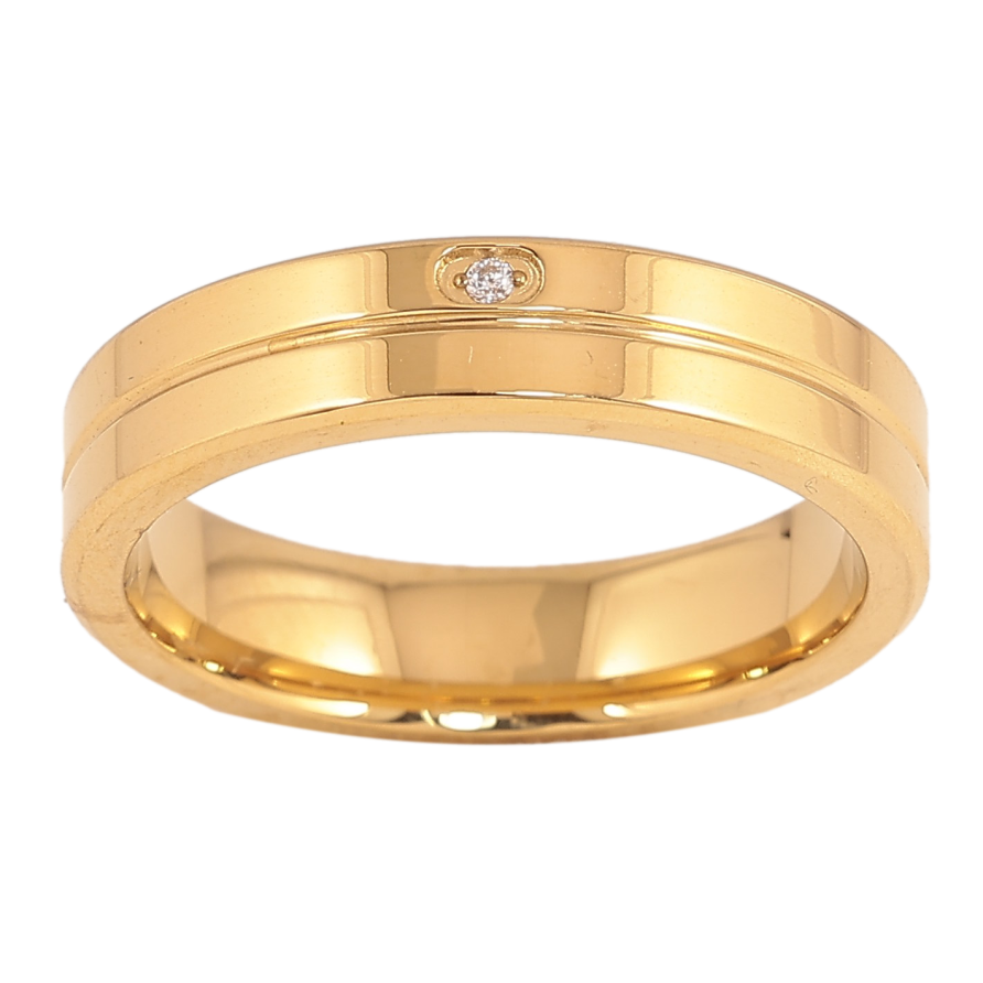 Кольцо Xuping TTM Stainless Steel цвет 14К "Узор с кристаллом" шир. 5мм фото №1