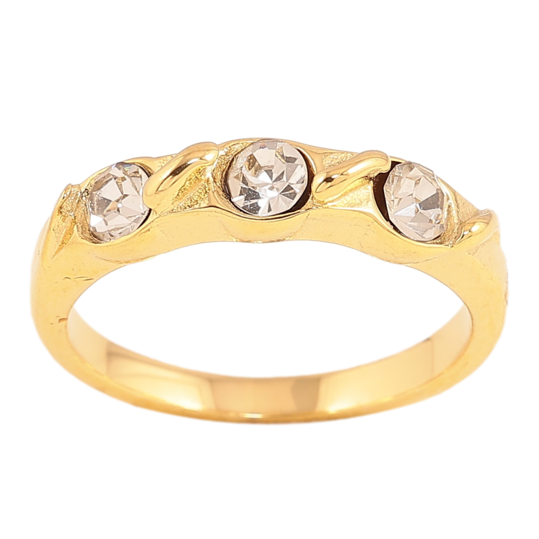 Каблучка Xuping TTM Stainless Steel колір 14К "Візерунок з кристалами" фото №1