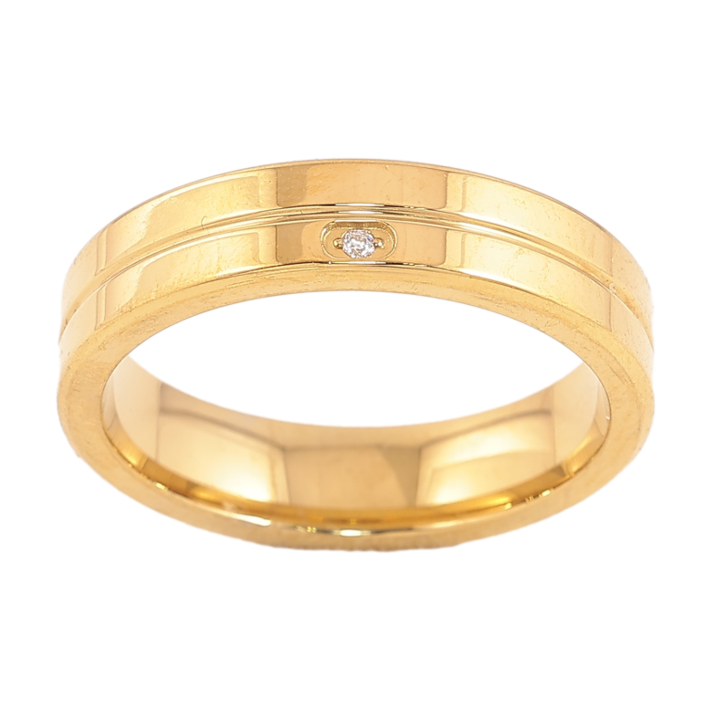 Кольцо Xuping TTM Stainless Steel цвет 14К "Узор с кристаллами" шир. 5мм фото №1