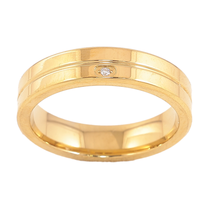 Кольцо Xuping TTM Stainless Steel цвет 14К "Узор с кристаллами" шир. 5мм фото №1