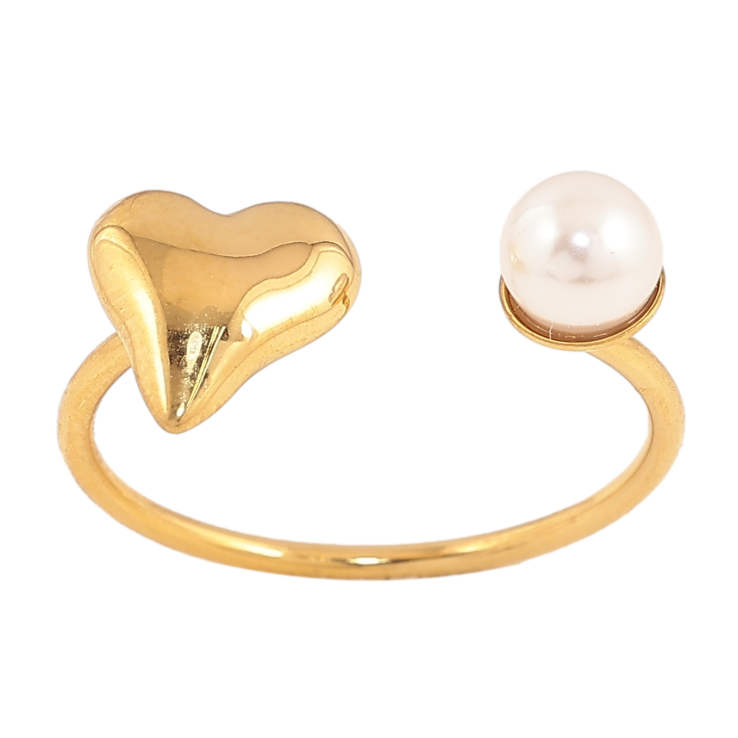 Кольцо Xuping TTM Stainless Steel цвет 14К "Сердечко с жемчужиной" фото №10