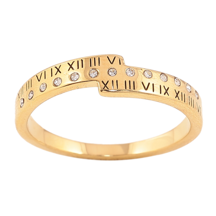 Кольцо Xuping TTM Stainless Steel цвет 14К "Узор с кристаллами и римскими цифрами" фото №9