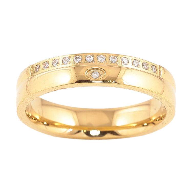 Кольцо Xuping TTM Stainless Steel цвет 14К "Узор с кристаллами" шир. 4.5мм фото №16