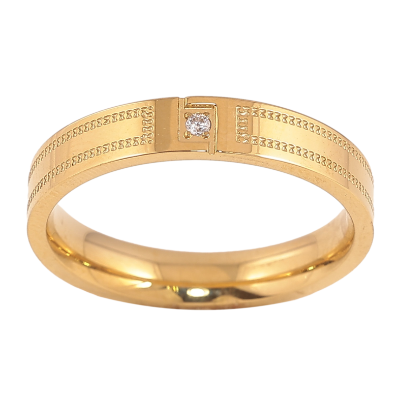 Каблучка Xuping TTM Stainless Steel колір 14К "Візерунок з кристалом" шир. 4мм фото №1 Каблучка Xuping TTM Stainless Steel колір 14К "Візерунок з кристалом" шир. 4мм фото №1