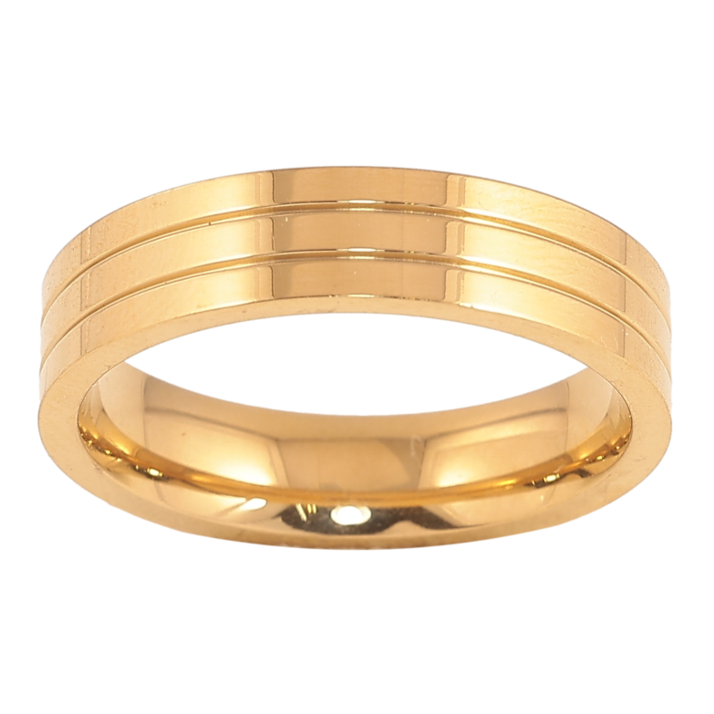 Кольцо Xuping TTM Stainless Steel цвет 14К "Декоративный узор" шир. 5мм фото №1