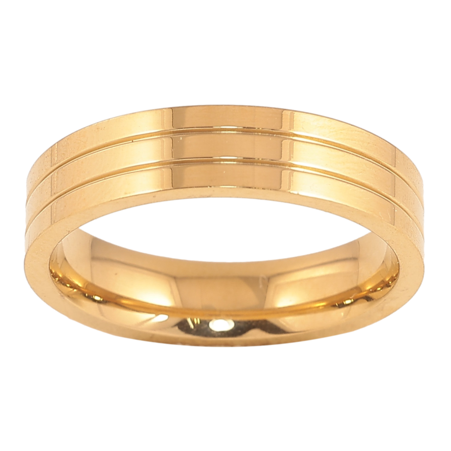 Кольцо Xuping TTM Stainless Steel цвет 14К "Декоративный узор" шир. 5мм фото №1