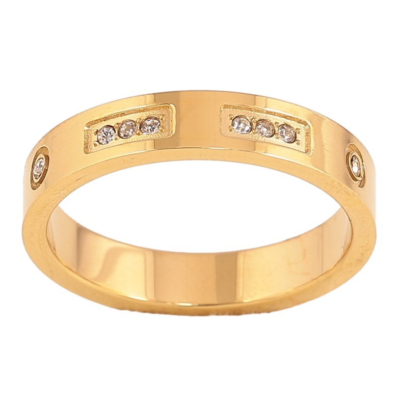 Каблучка Xuping TTM Stainless Steel колір 14К "Візерунок з кристалами" шир. 4мм фото №10