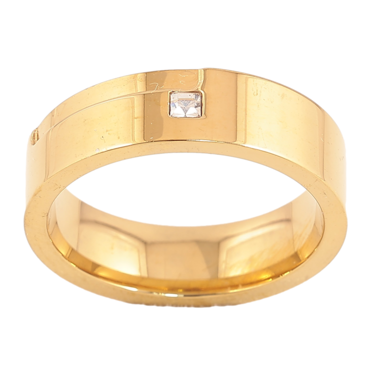 Кольцо Xuping TTM Stainless Steel цвет 14К "Узор с кристалом" шир. 6мм фото №6 Кольцо Xuping TTM Stainless Steel цвет 14К "Узор с кристалом" шир. 6мм фото №6