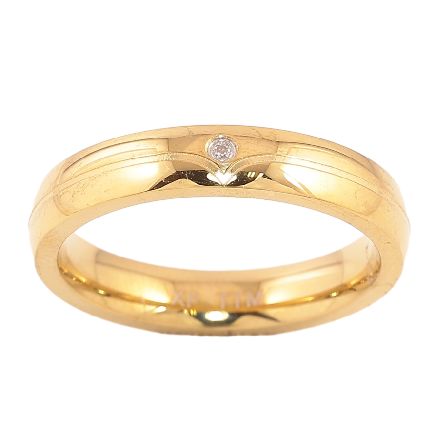 Кольцо Xuping TTM Stainless Steel цвет 14К "Узор с кристаллом" шир. 4мм фото №1 Кольцо Xuping TTM Stainless Steel цвет 14К "Узор с кристаллом" шир. 4мм фото №1