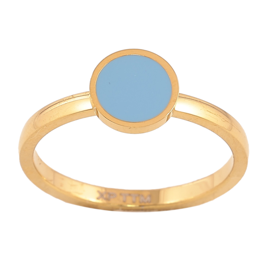 Каблучка Xuping TTM Stainless Steel колір 14К "Коло з блакитною емаллю" фото №1 Каблучка Xuping TTM Stainless Steel колір 14К "Коло з блакитною емаллю" фото №1