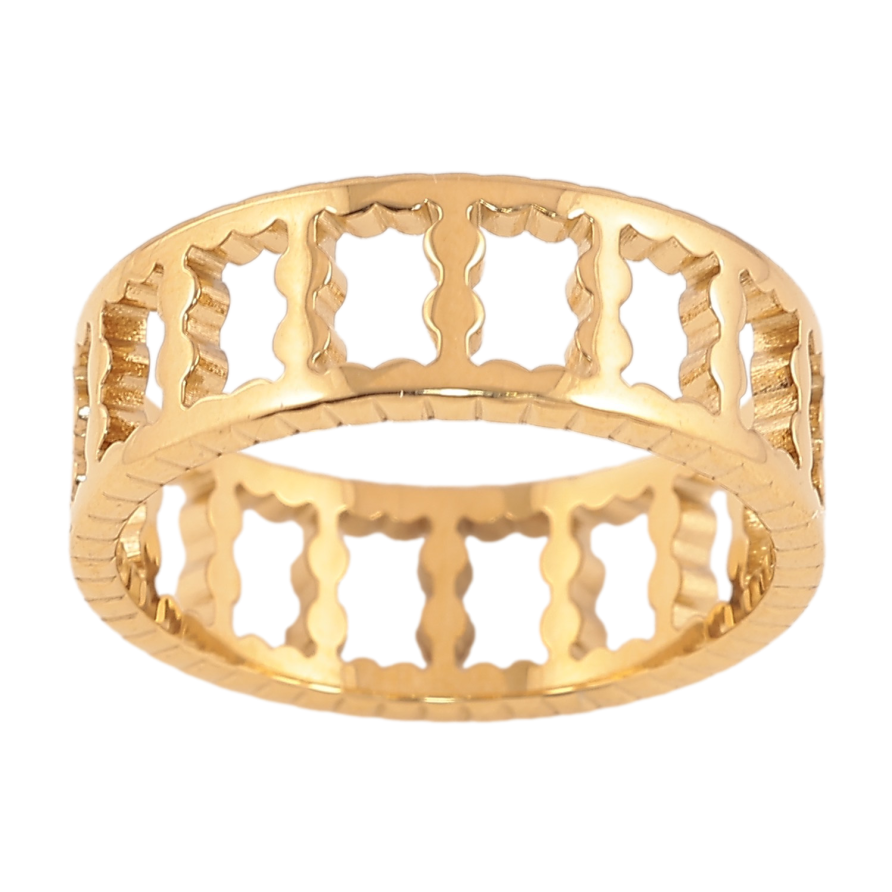 Кольцо Xuping TTM Stainless Steel цвет 14К "Декоративный узор" шир. 7мм фото №1