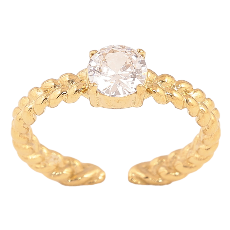 Кольцо Xuping TTM Stainless Steel цвет 14К "Декоративная шинка с кристаллом" фото №11