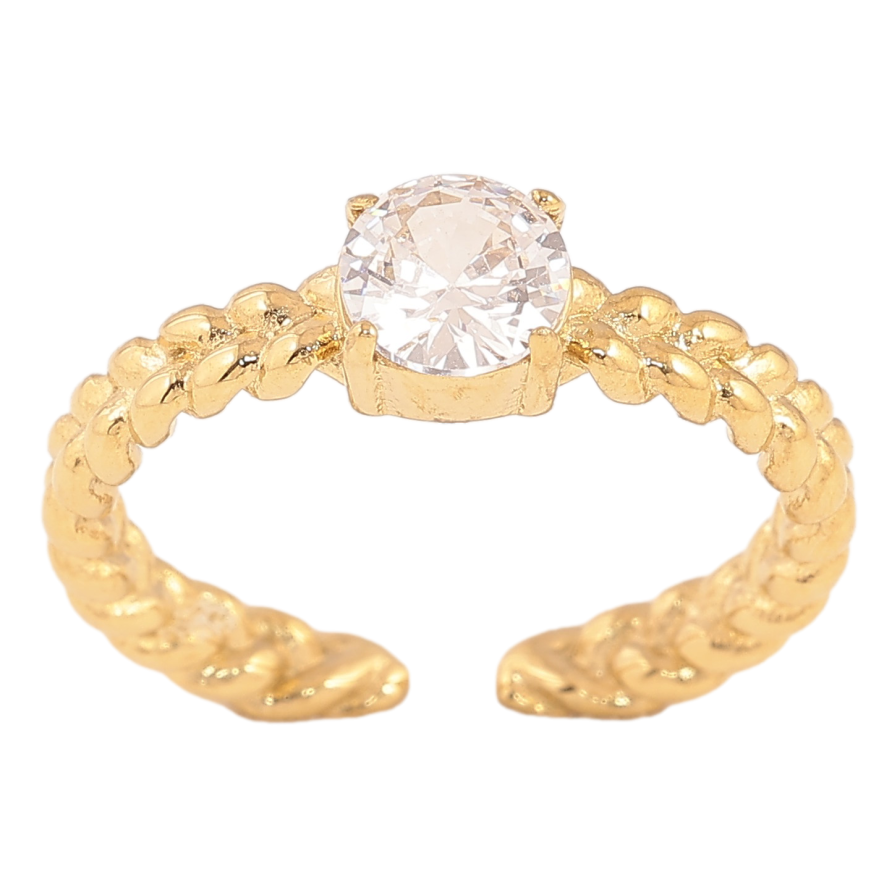 Кольцо Xuping TTM Stainless Steel цвет 14К "Декоративная шинка с кристаллом" фото №1 Кольцо Xuping TTM Stainless Steel цвет 14К "Декоративная шинка с кристаллом" фото №1