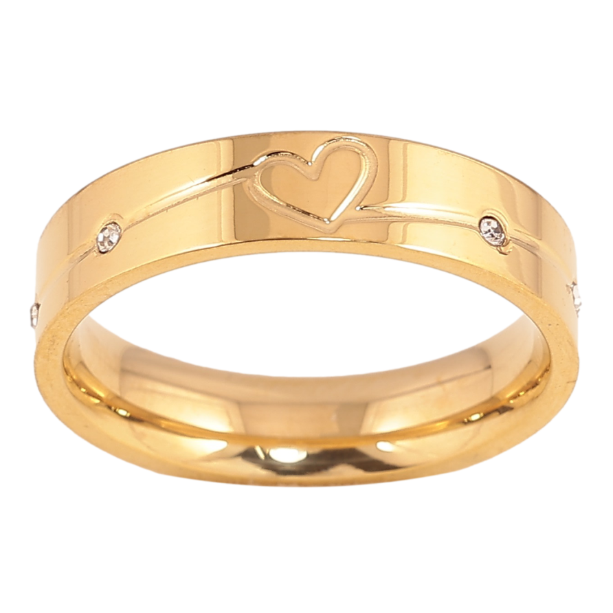 Каблучка Xuping TTM Stainless Steel колір 14К "Візерунок серце з вставками кристалів" фото №1 Каблучка Xuping TTM Stainless Steel колір 14К "Візерунок серце з вставками кристалів" фото №1