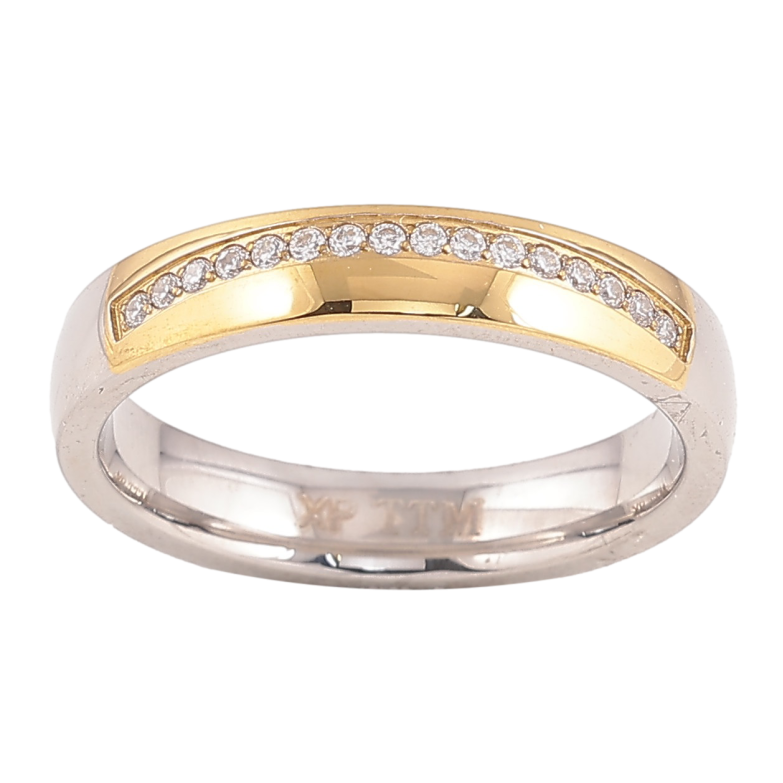 Кольцо Xuping TTM Stainless Steel цвет 14К+Родий "Узор с кристаллами" шир. 4мм фото №1 Кольцо Xuping TTM Stainless Steel цвет 14К+Родий "Узор с кристаллами" шир. 4мм фото №1