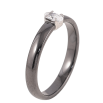 Кольцо Xuping TTM Stainless Steel цвет Родий "Черная керамика с кристаллом" шир. 3мм фото №2