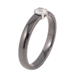 Кольцо Xuping TTM Stainless Steel цвет Родий "Черная керамика с кристаллом" шир. 3мм фото №2