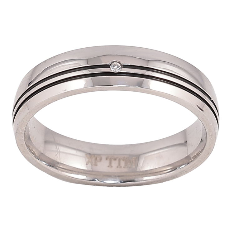 Кольцо Xuping TTM Stainless Steel цвет Родий "Узор черные полосы" шир. 5мм фото №20