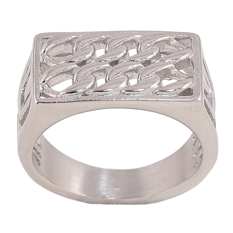 Кольцо Xuping TTM Stainless Steel цвет Родий "Декоративный узор цепочка" фото №2