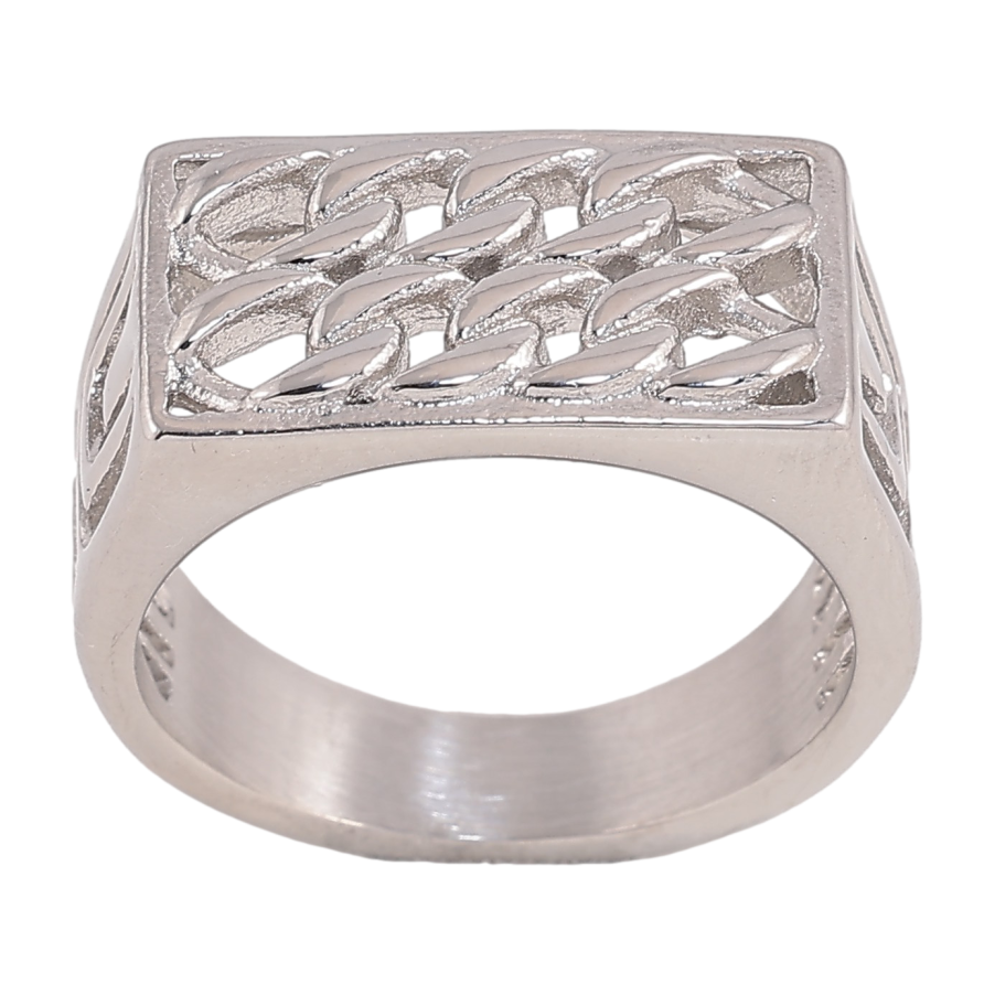 Каблучка Xuping TTM Stainless Steel колір Родій "Декоративний візерунок ланцюжок" фото №1