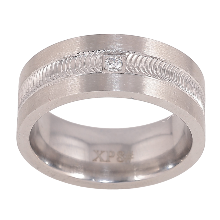Кольцо Xuping TTM Stainless Steel цвет Родий "Вставка кристалл" шир. 8мм фото №16
