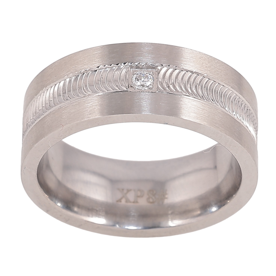Кольцо Xuping TTM Stainless Steel цвет Родий "Вставка кристалл" шир. 8мм фото №1