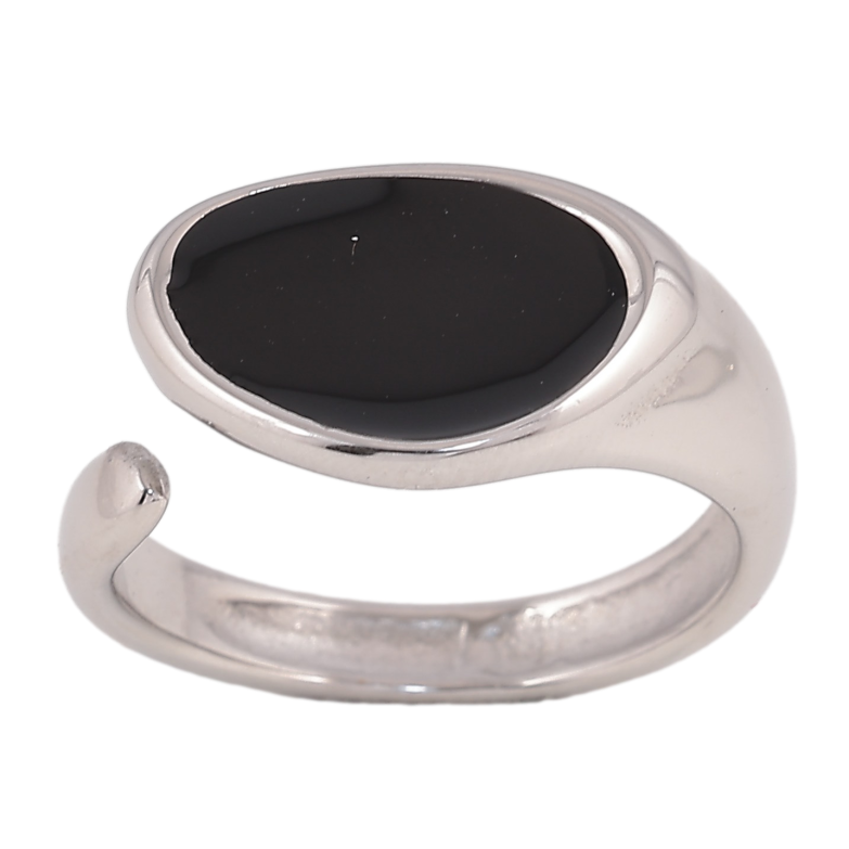 Каблучка Xuping TTM Stainless Steel колір Родій "Візерунок чорною емаллю" фото №1 Каблучка Xuping TTM Stainless Steel колір Родій "Візерунок чорною емаллю" фото №1