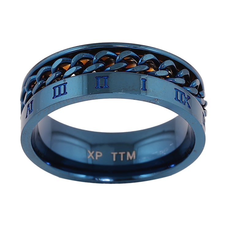 Каблучка Xuping TTM Stainless Steel колір blue візерунок ланцюжок шир. 7мм фото №4